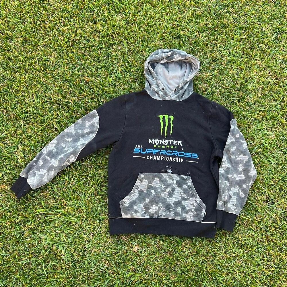 Monster motocross camo kangaroo hoodie mens size S Small